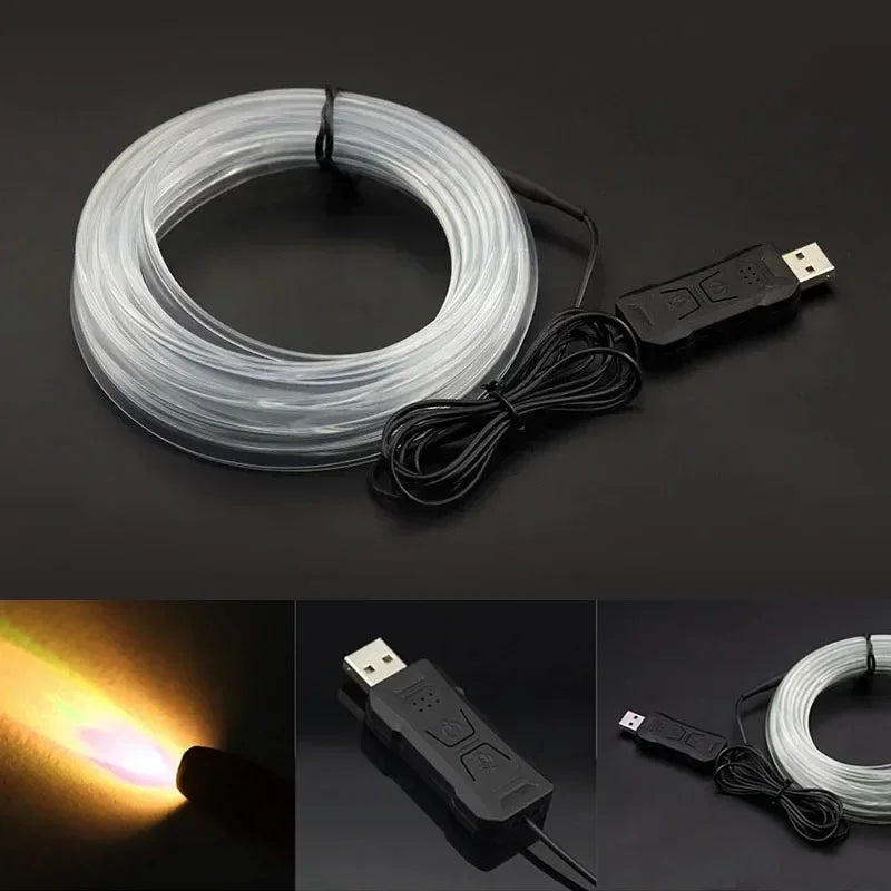 RGB Interior Ambient Light for Car Neon Atmosphere Fiber Optic Lights Strip Symphony Lighting USB Console Environment Decor Lamp